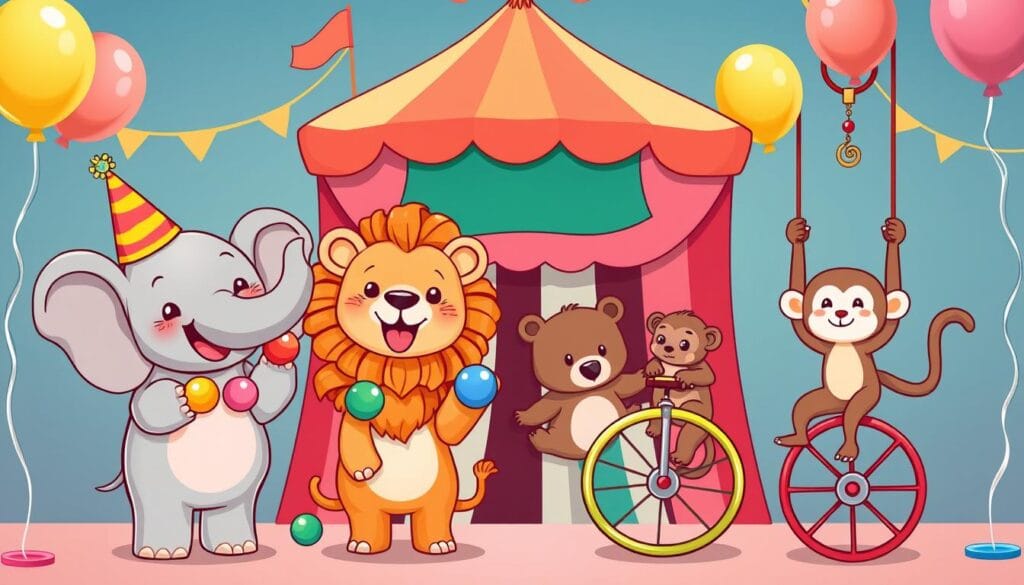 Kawaii style circus animals