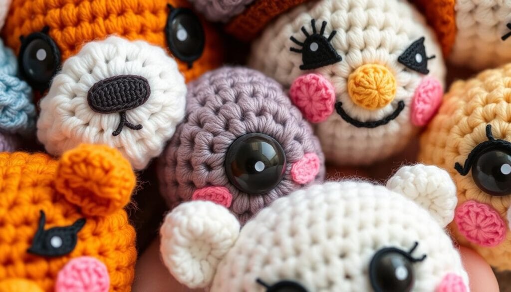 Anime-inspired amigurumi facial details