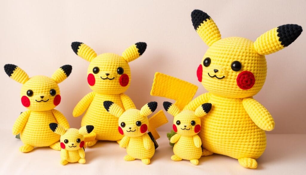 Pikachu Amigurumi Size Variations